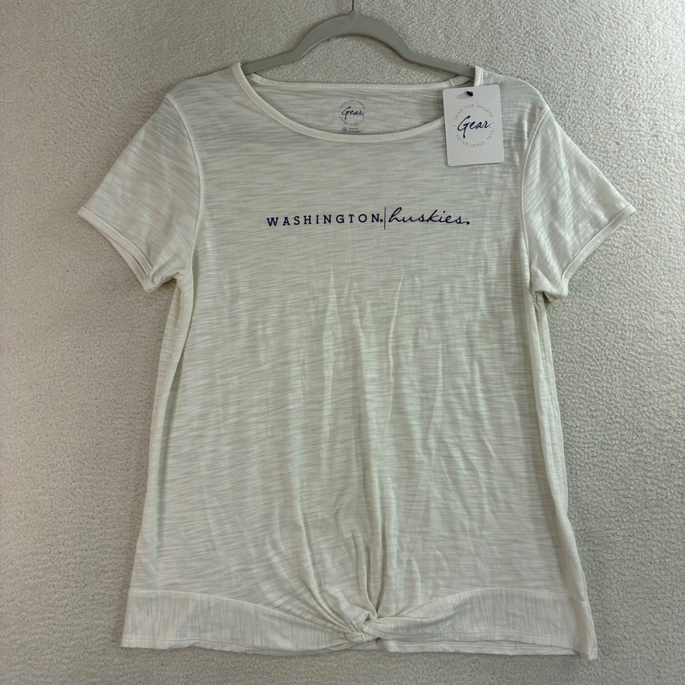 Washington Huskies T Shirt Women M White Slub Front‎ Knot Sporty University NWT